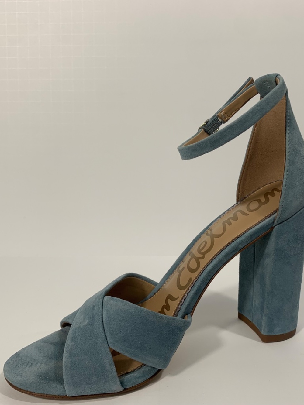 Sam Edelman Signature Collection Yenna Suede Heels Seafoam Blue Size 9 - Picture 8 of 11